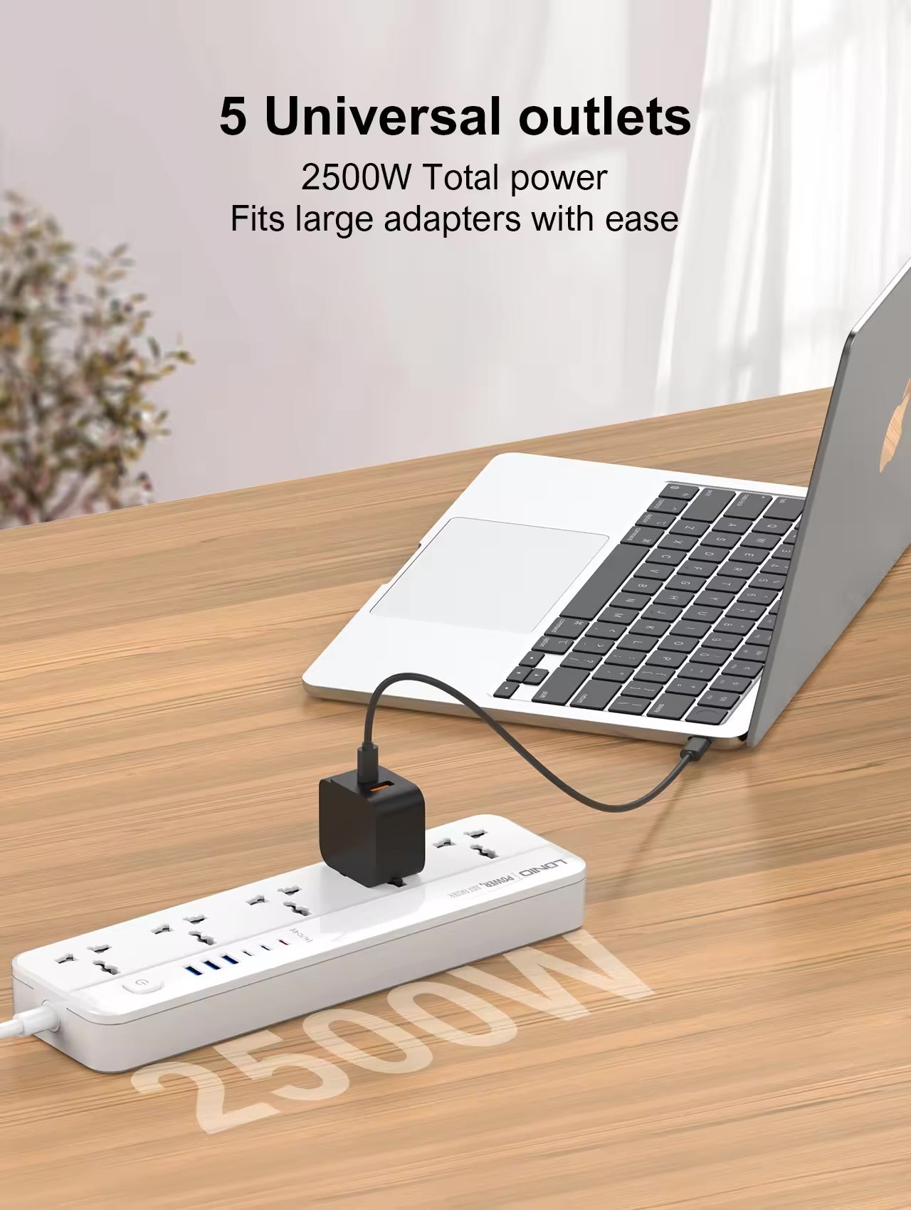 LDNIO 2500W Power Strip – 5 AC Outlets + 6 USB Charging Ports