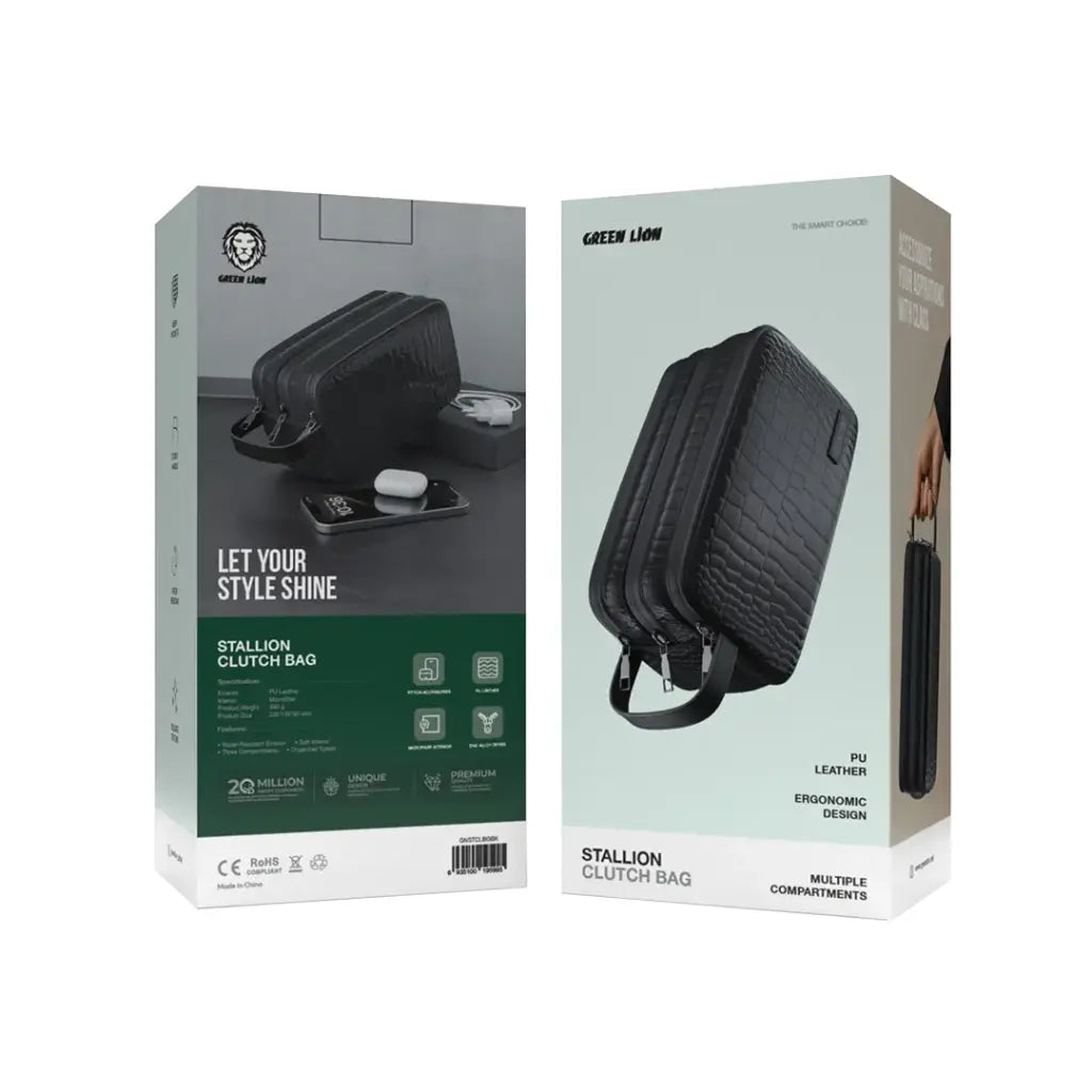 Green Lion Stallion Clutch Bag- Black