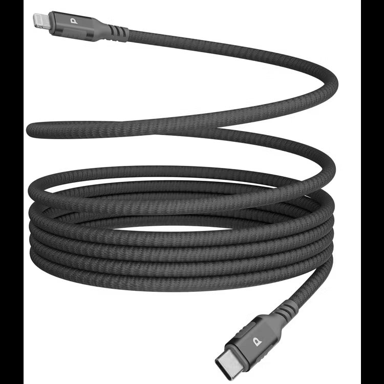 Powerology MFI Lightning to USB-C Magnetic Metal Plug Nylon Braided Cable 1.2 Meter - Dark Grey