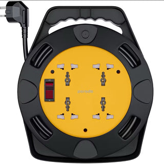 Porodo 4AC Extension Cable Reel with UK Plug (10m Wire) - Black