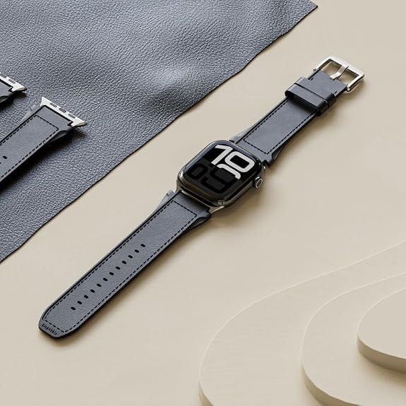 Blupebble Leathrix Faux Leather Watch Band With Soft Silicon - Leathrix Black