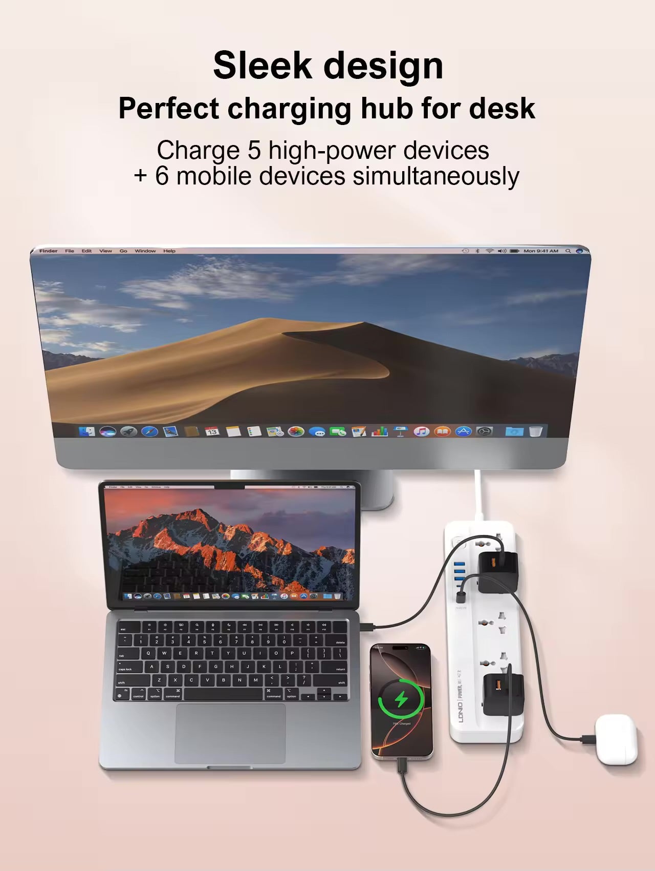 LDNIO 2500W Power Strip – 5 AC Outlets + 6 USB Charging Ports