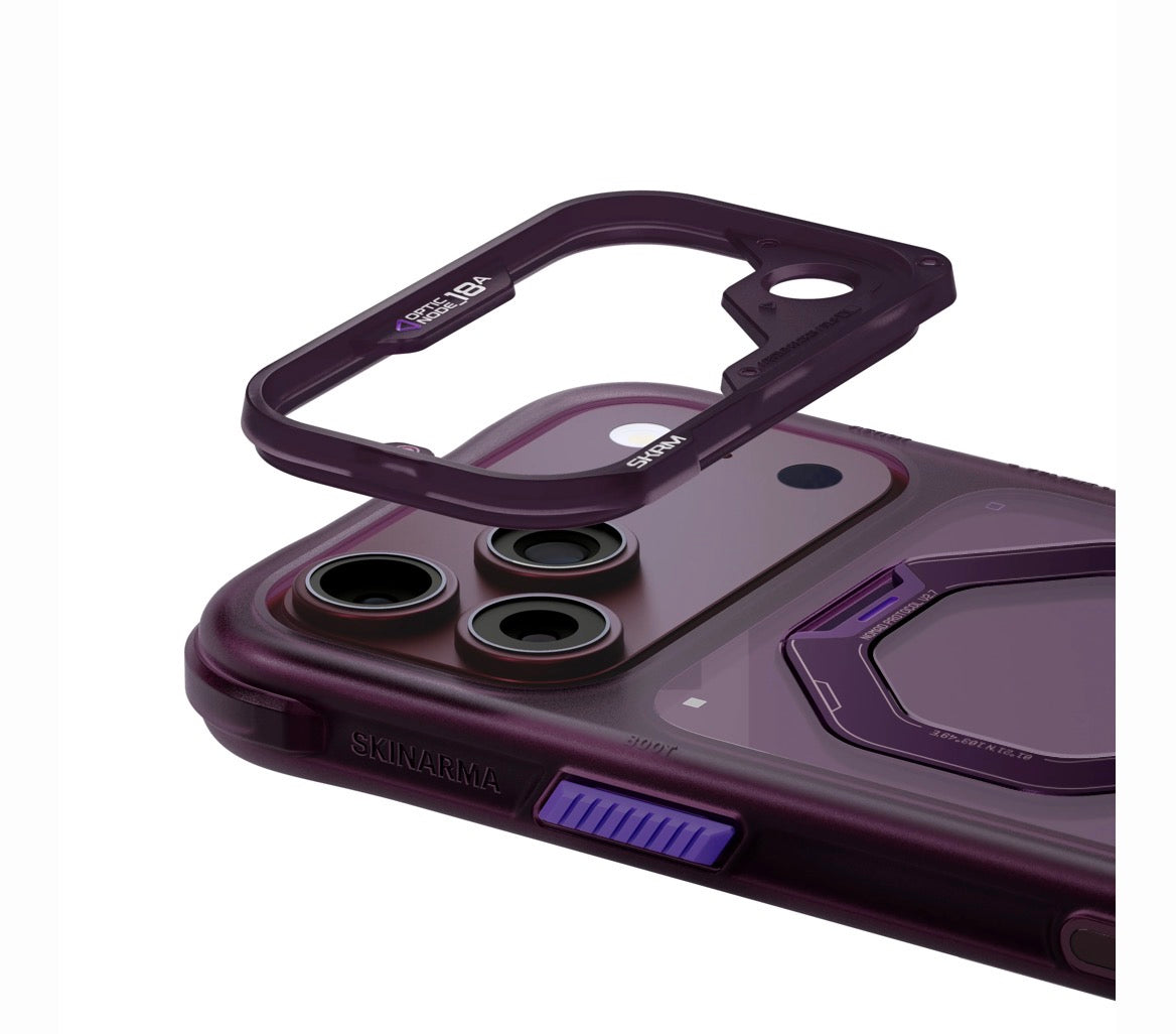 SKINARMA Saturn MagSafe Case with Rotating Kickstand for iPhone 18 Pro – Burgundy