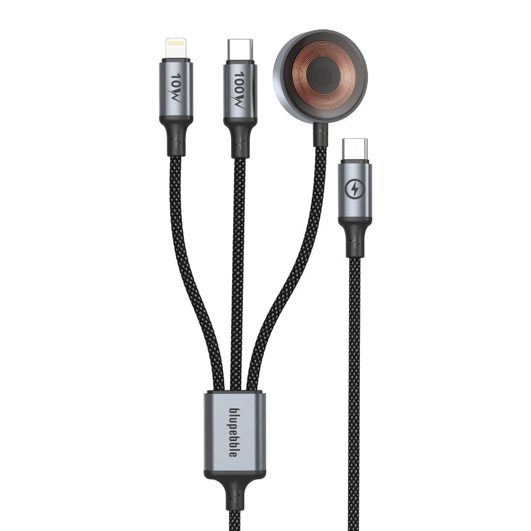 PowerFlow 4-in-1 USB-C Fast Charging Cable (USB-C / Lightning / Apple Watch) – 1.2m