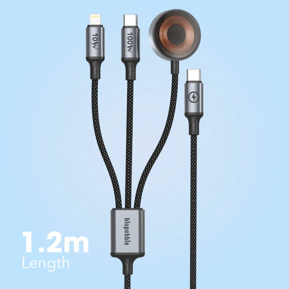 PowerFlow 4-in-1 USB-C Fast Charging Cable (USB-C / Lightning / Apple Watch) – 1.2m