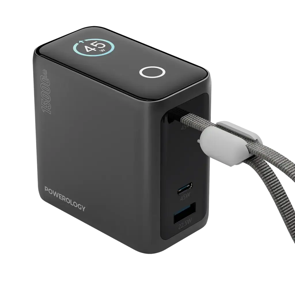 Powerology 45 W 15000 mAh Powerbank with TFT Color Display