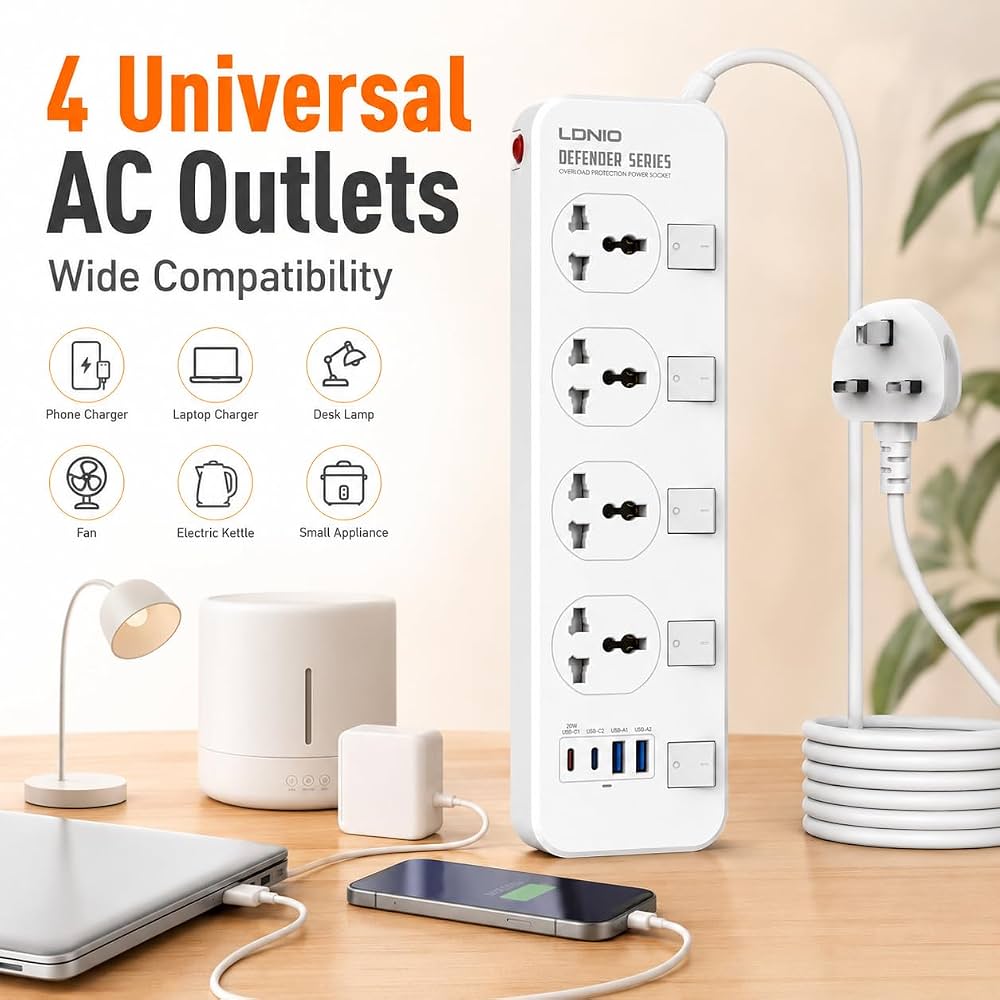LDNIO Universal Power Socket with 4 USB Ports