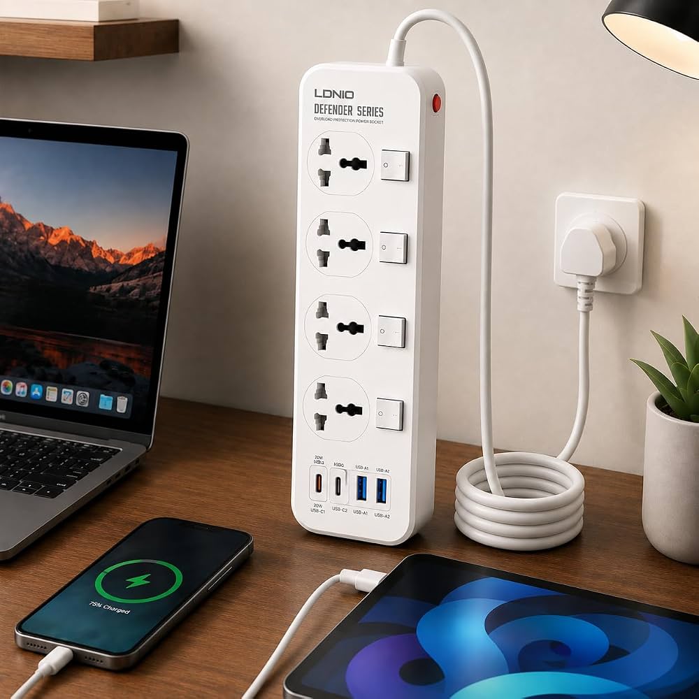 LDNIO Universal Power Socket with 4 USB Ports