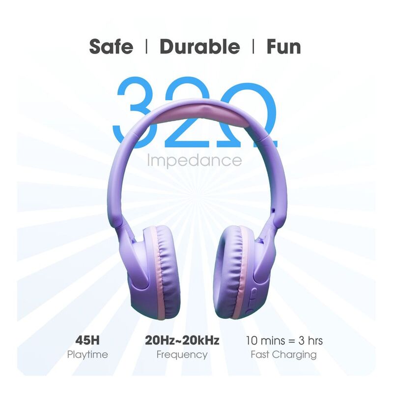 Blupebble Wireless & Wired On-Ear Headphones with Foldable Design Google Assistant - Lavender