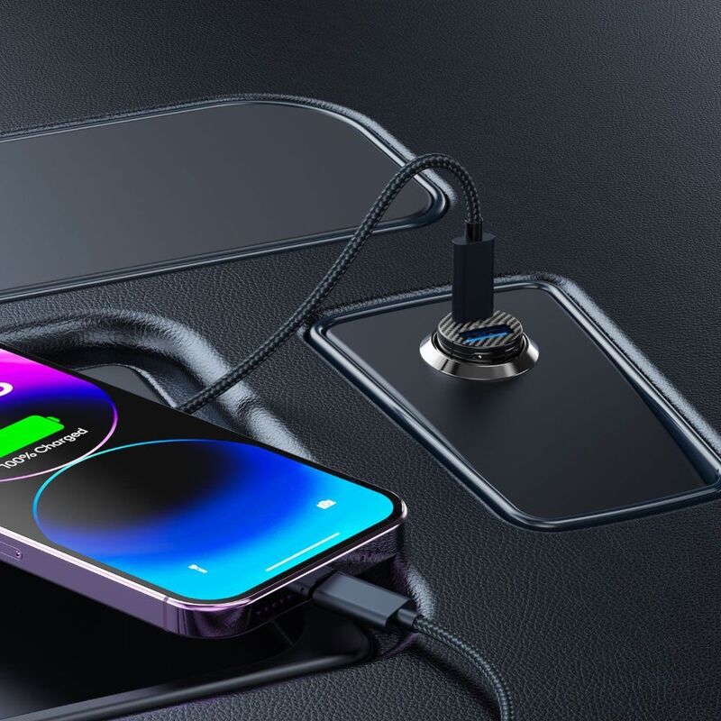 Blupebble Mini PD Car Charger Fast Charging Aluminum Car Charger with USB-C Port PD65W | Qc18W