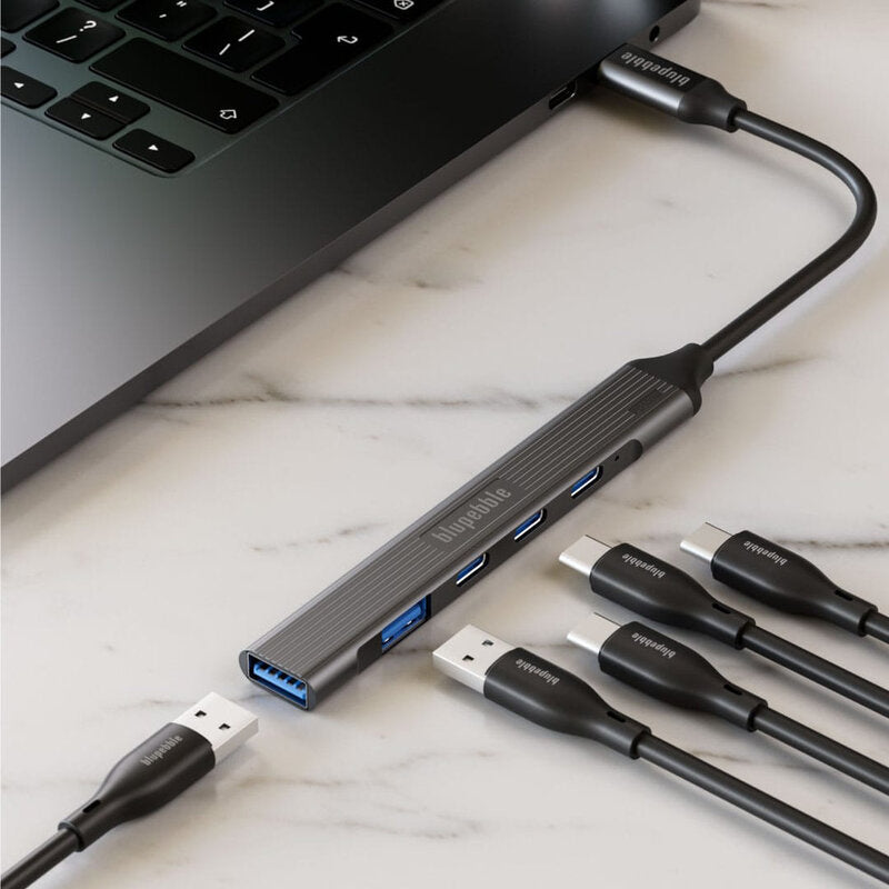 Blupebble C5-Port Multiport Hub- Gray