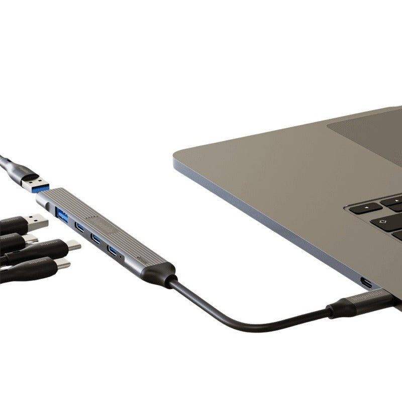 Blupebble C5-Port Multiport Hub- Gray
