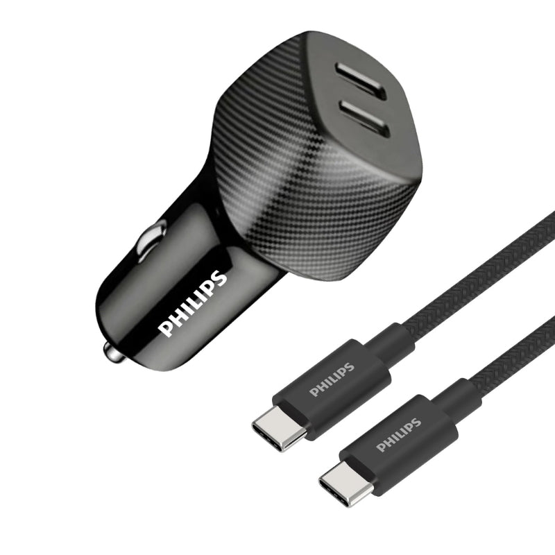 Philips 60W Dual USB-C Car Charger with Cable