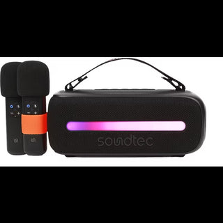 Porodo Soundtec 14W Speaker with Dual Wireless Microphone - Black