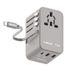 MOMAX 1-WORLD 70W GAN 3 PORT WITH BUILT-IN USB-C CABLE AC TRAVEL ADAPTOR