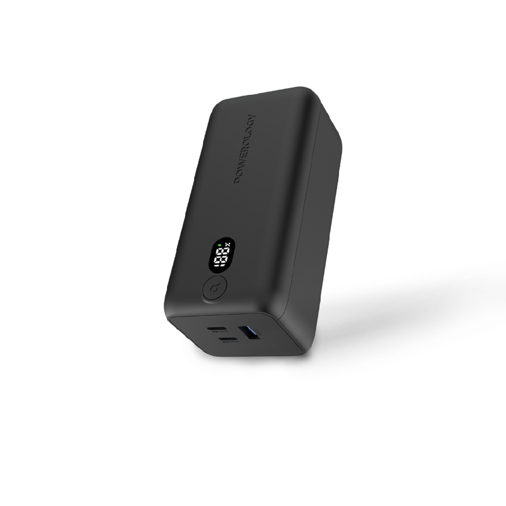 Powerology Onyx 20000mAh Dual USB-C Power Bank Rapid Three-Device Charging