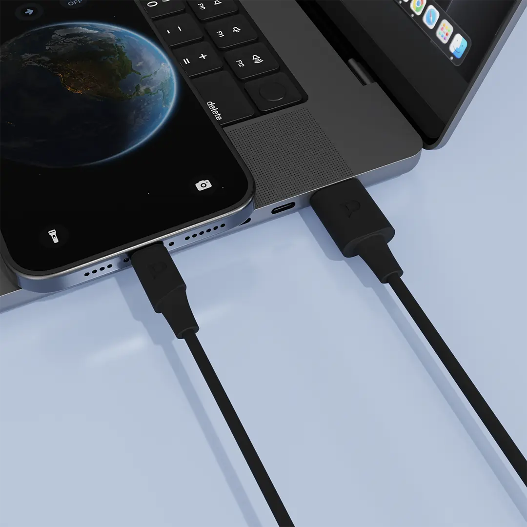 Powerology Power Sync Flex USB-A to Lightning 1.2m Cable - Black