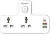 Blupebble Surge Protection Wall Adapter 2 Universal Socket W/ 2 USB Port QC3.0+PD-White