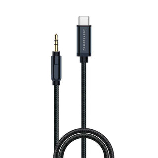 Powerology Aluminum Braided USB-C to 3.5mm AUX Cable 1.2m/4ft - Gray