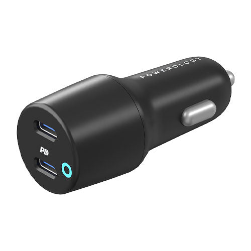 Powerology Dual Port LED Car Charger PD 45W - Black