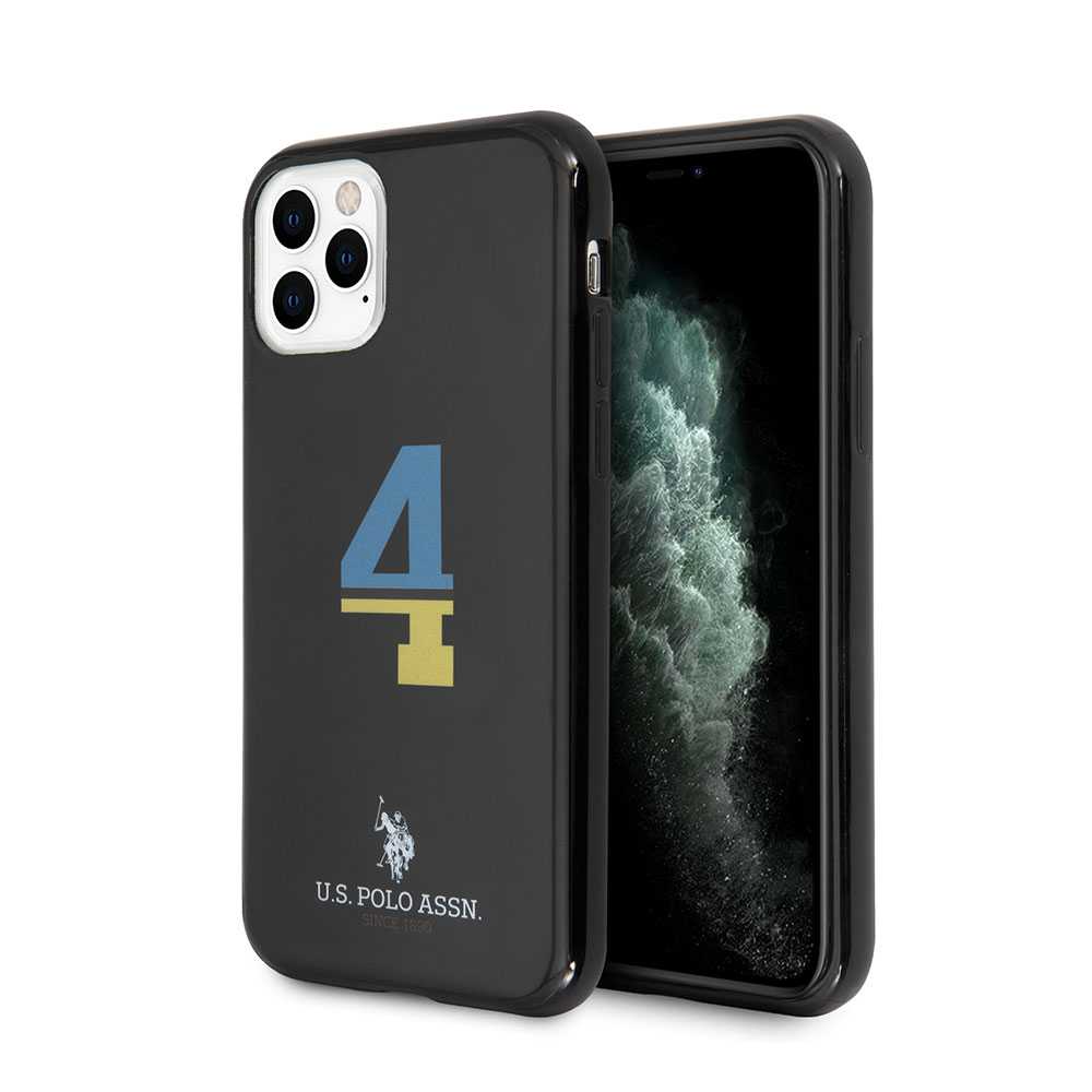 U.S.Polo Assn.PC/TPU Case No.4 Bicolor with Logo Print for iPhone 11 Pro - Black