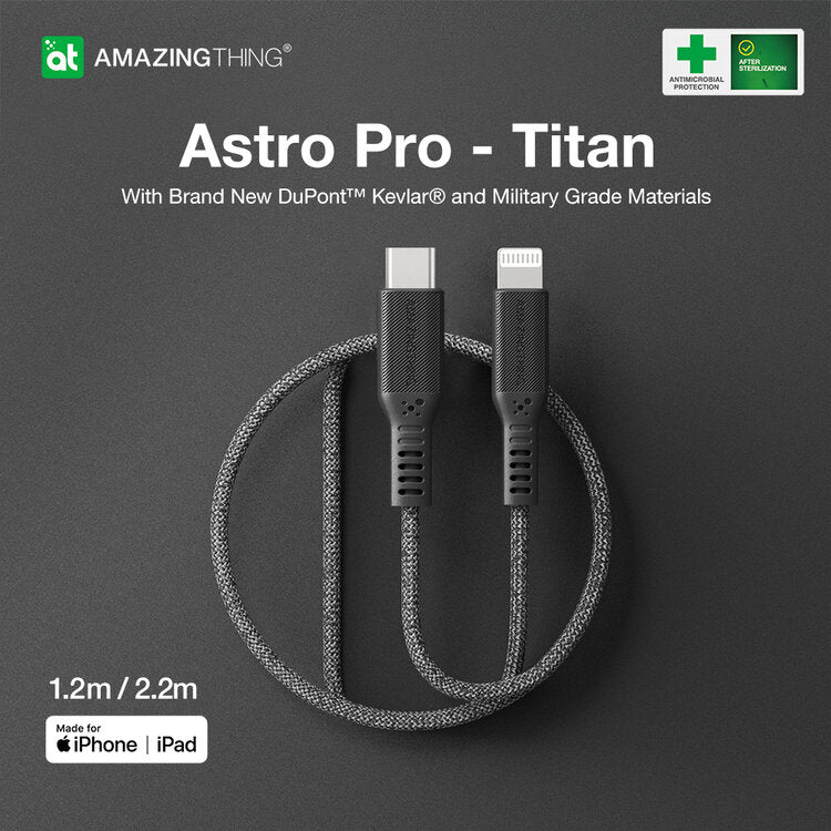 AT Astro PRO Cable Lightning to USB C - GORGEOUS BLACK
